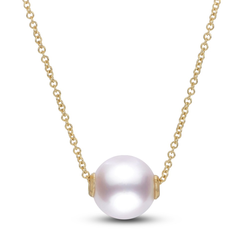 Cultured Akoya Pearl Necklace 14K Yellow Gold C4u3qQS5