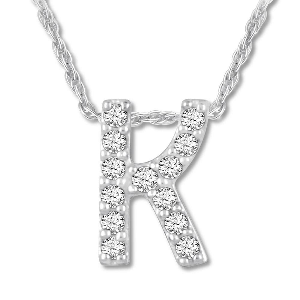Diamond Initial K Necklace 1/20 ct tw Round-cut 10K White Gold C6MfPOrM