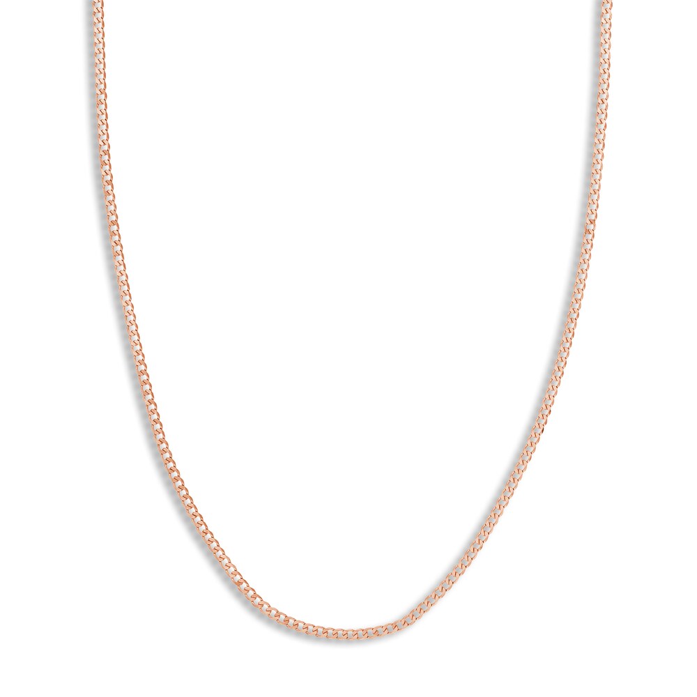 Men's Open Curb Necklace 14K Rose Gold 18" C7sGWFR5