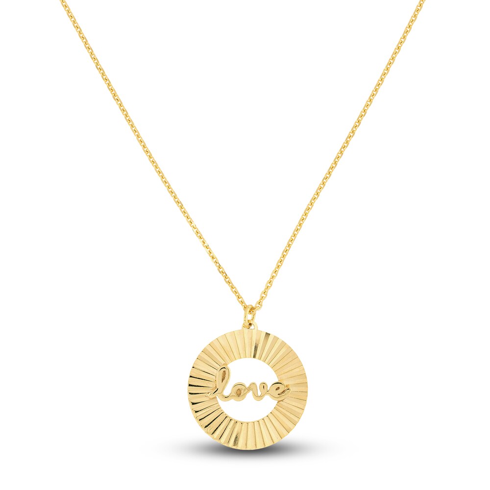 Fluted \"LOVE\" Necklace 14K Yellow Gold 16\" CCn5KN45 [CCn5KN45]