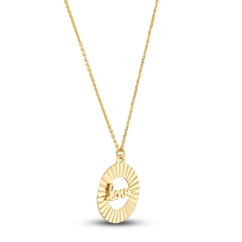 Fluted \"LOVE\" Necklace 14K Yellow Gold 16\" CCn5KN45