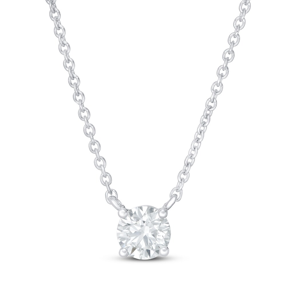 Lab-Created Diamond Solitaire Necklace 1/2 ct tw Round 14K White Gold 19" (SI2/F) CDNMtvy0