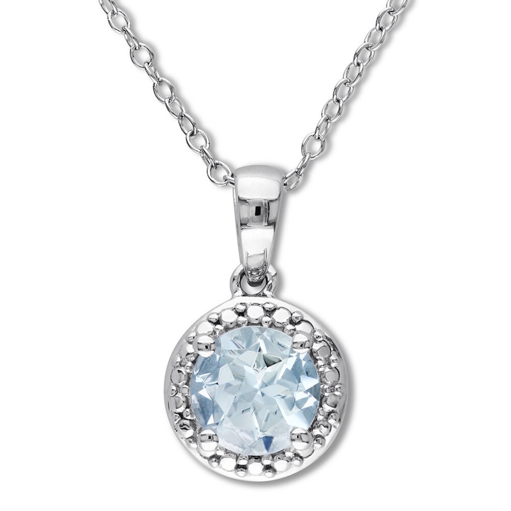 Aquamarine Necklace Sterling Silver CF7jRICO