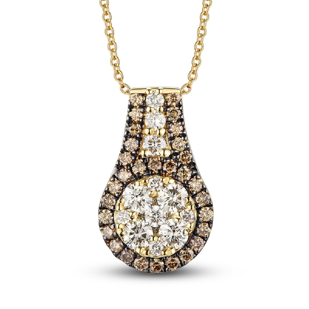 Le Vian Chocolate Diamond Necklace 5/8 ct tw Round 14K Yellow Honey Gold CI7bzEx0