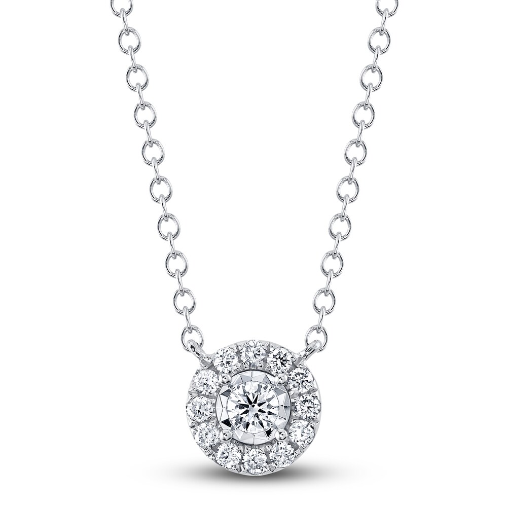 Shy Creation Diamond Necklace 1/6 ct tw Round 14K White Gold 18" SC55024121V2 CPWf377O
