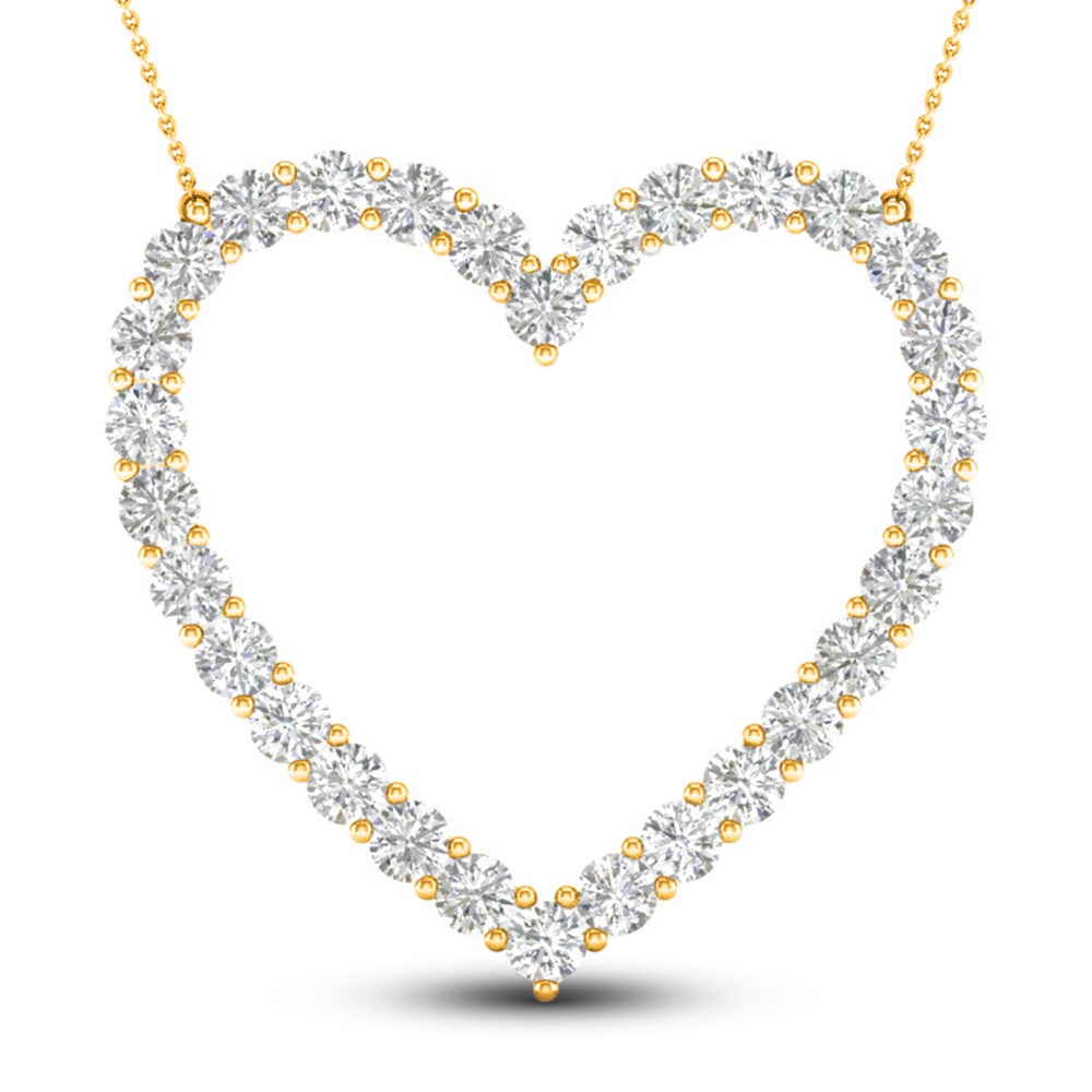Lab-Created Diamond Heart Pendant Necklace 3 ct tw Round 14K Yellow Gold CQ2oBF7h