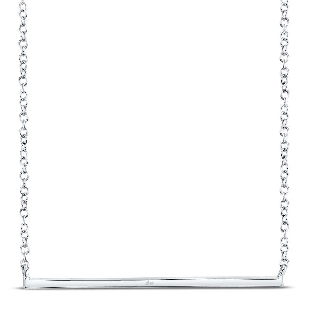 Shy Creation Bar Necklace 1/20 ct tw Diamonds 14K White Gold SC55001270 CRpow8SI