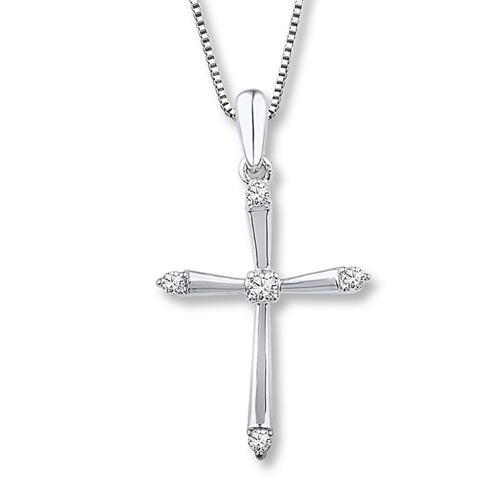 Diamond Cross Necklace 1/10 ct tw Round-cut Sterling Silver CSL5yMSI