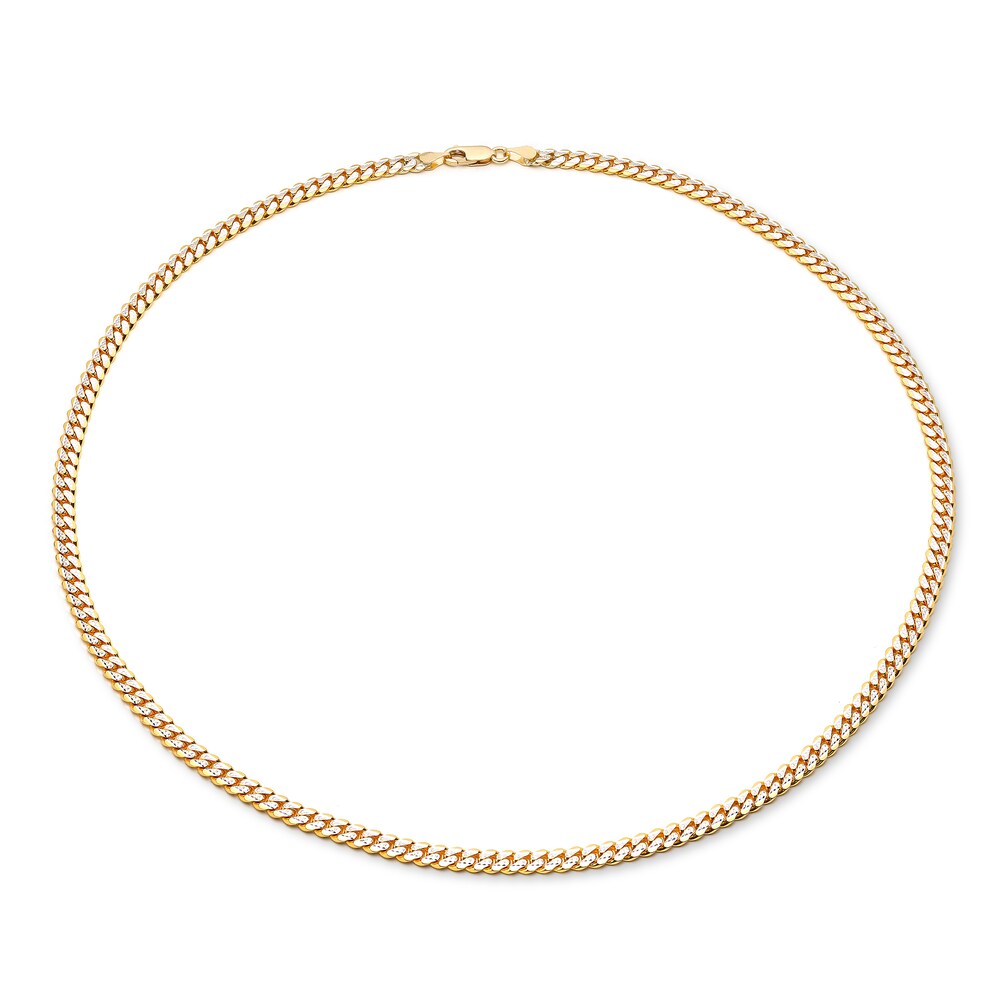 Pave Cuban Link Necklace 14K Yellow Gold 22" CUIZo0b9
