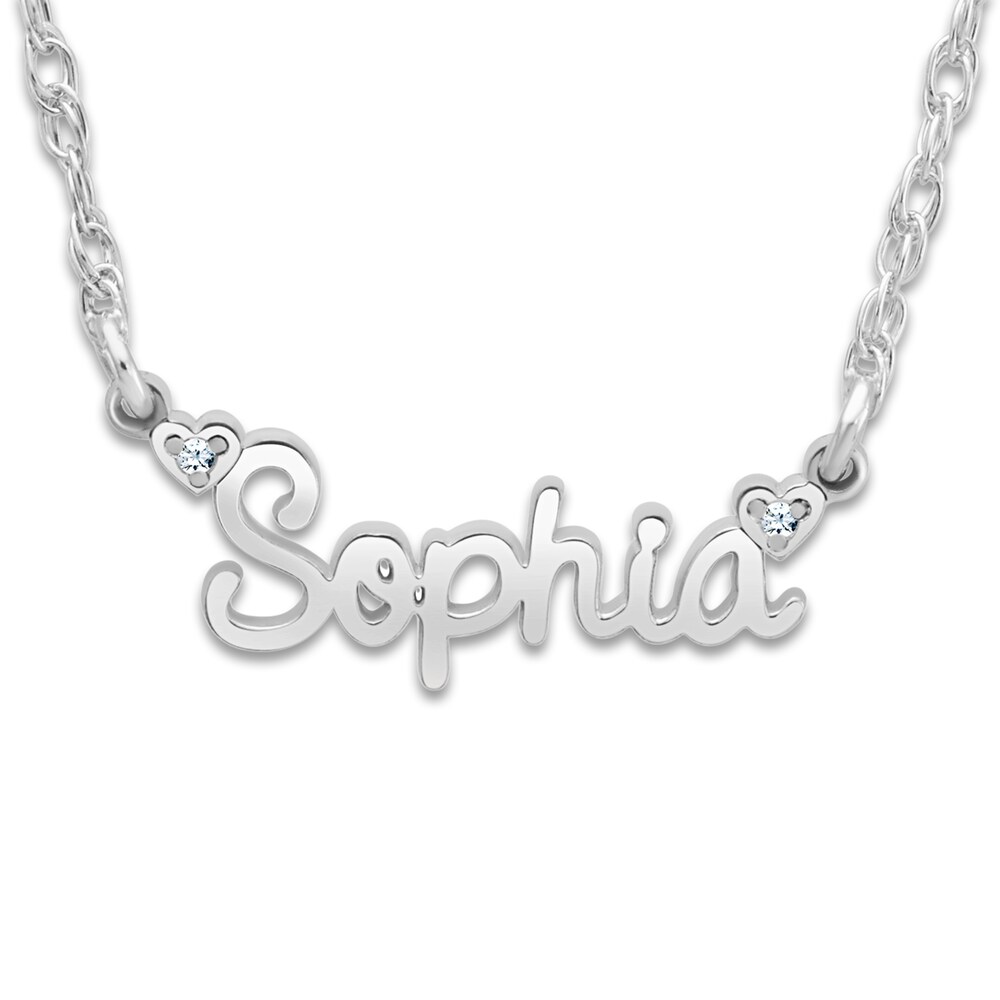Personalized Name Necklace Diamond Accents Sterling Silver/24K White Gold-Plating 18" CVto0rYt