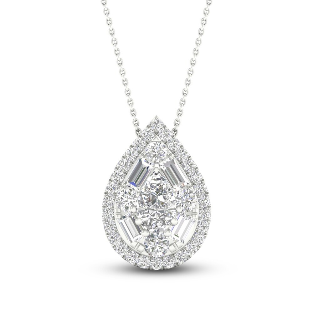 Diamond Pendant Necklace 1/2 ct tw Round 14K White Gold 18\" ChpvzQN6