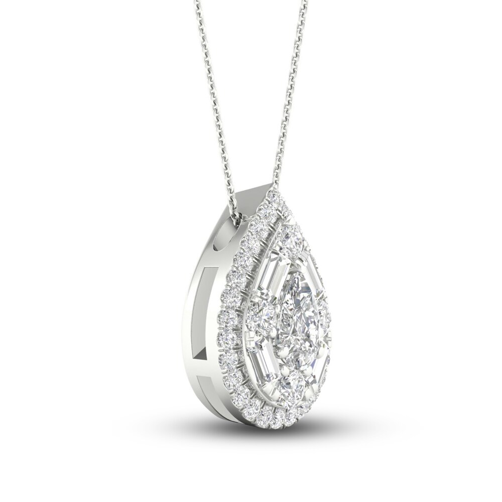 Diamond Pendant Necklace 1/2 ct tw Round 14K White Gold 18\" ChpvzQN6
