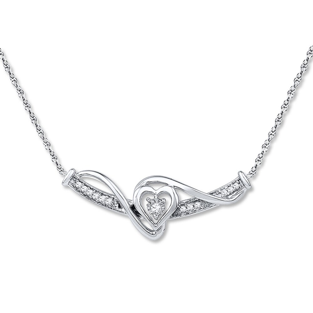 Heart Necklace 1/10 ct tw Diamonds Sterling Silver CicOyiRe