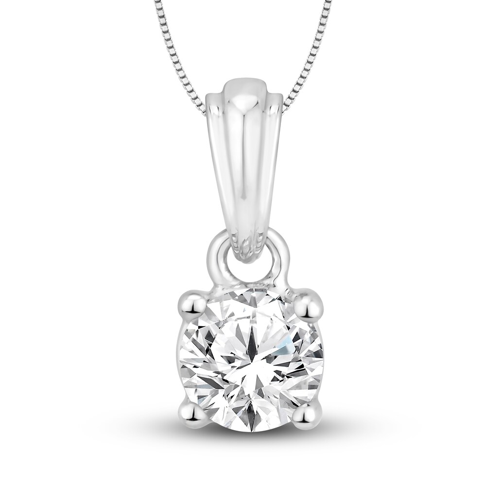 Diamond Solitaire Necklace 1/3 ct tw Round 14K White Gold (I2/I) Cpf8wX3O