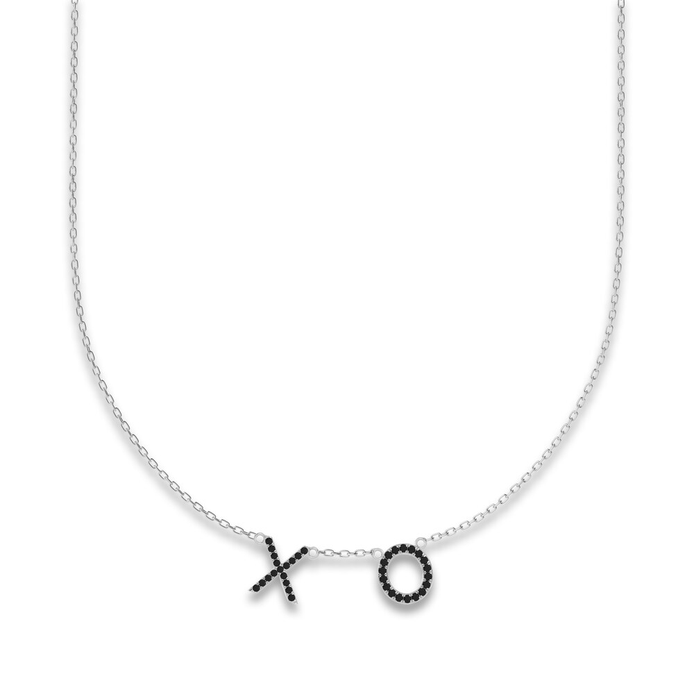 Juliette Maison Black Diamond Station Name Necklace 1/2 ct tw Round 10K White Gold Cr4EICLs