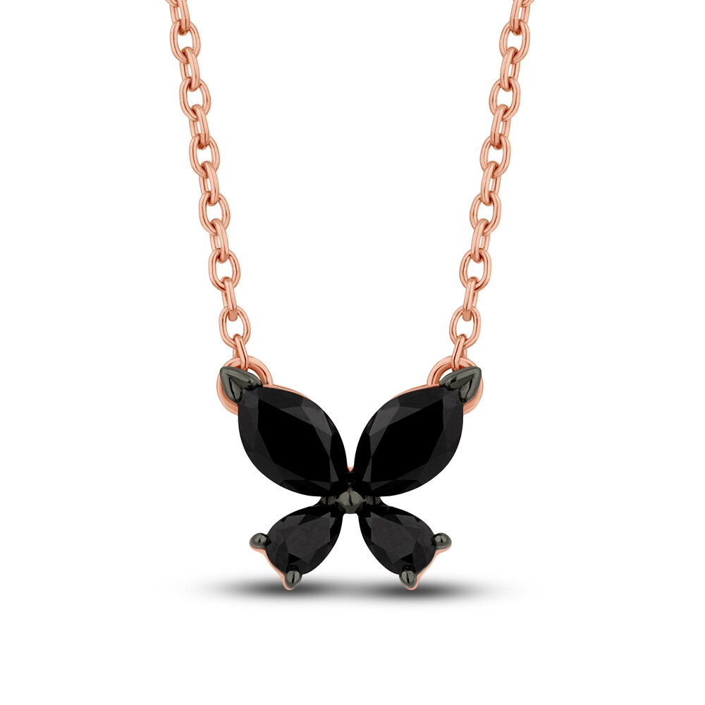 Pnina Tornai Black Diamond Butterfly Pendant Necklace 3/8 ct tw Pear/Marquise 14K Rose Gold 18" D1czPaJ9