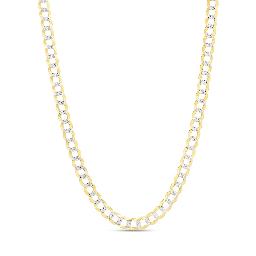 Two-Tone Curb Chain Necklace 14K Yellow Gold 30" D1ol6ZDA
