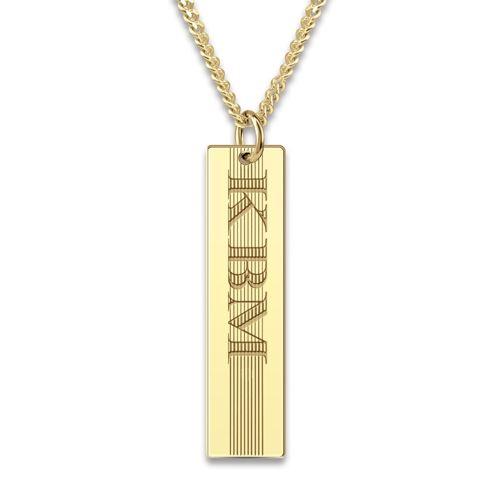 Men's Engravable Pendant Necklace Yellow Gold-Plated Sterling Silver 22" D5UZsWEn