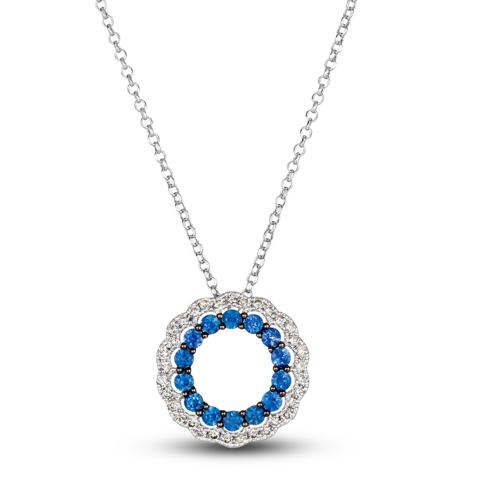 Le Vian Natural Blue Sapphire Necklace 1/3 ct tw Diamonds 14K Vanilla Gold D8XeiVtk