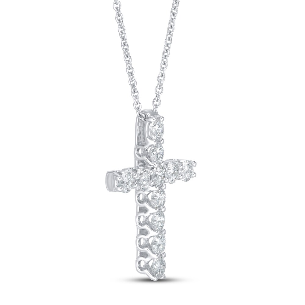 Lab-Created Diamond Cross Necklace 1 ct tw Round 14K White Gold DAM3XeEN