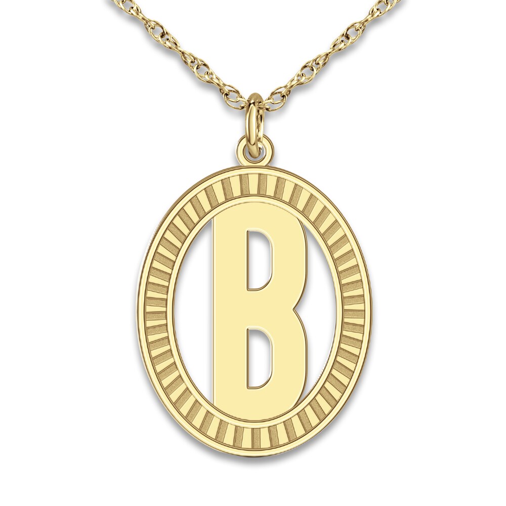 Initial Pendant Necklace Yellow Gold-Plated Sterling Silver 18" DBVdA5yP