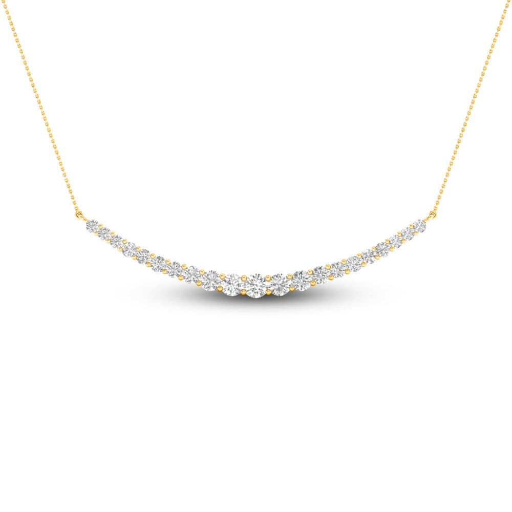 Lab-Created Diamond Smile Necklace 2 ct tw Round 14K Yellow Gold 18" DEDQhq5g