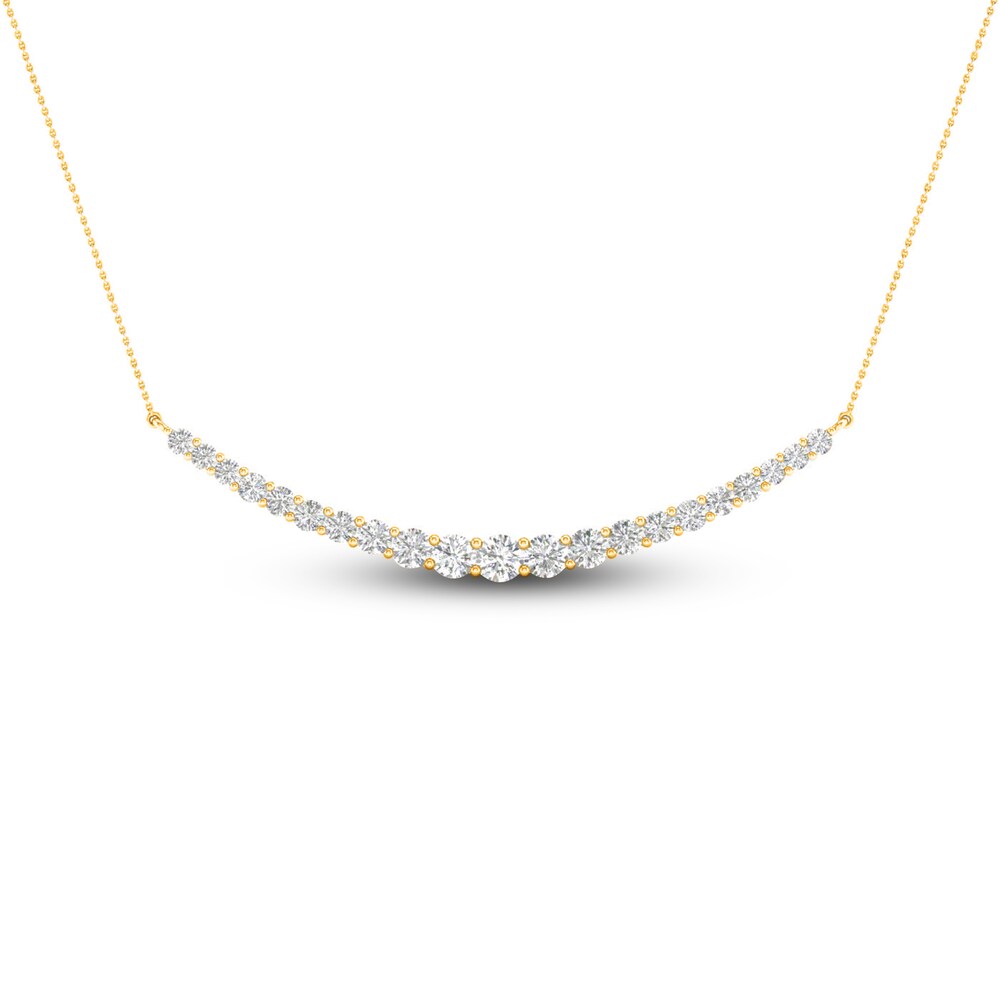 Lab-Created Diamond Smile Necklace 2 ct tw Round 14K Yellow Gold 18\" DEDQhq5g