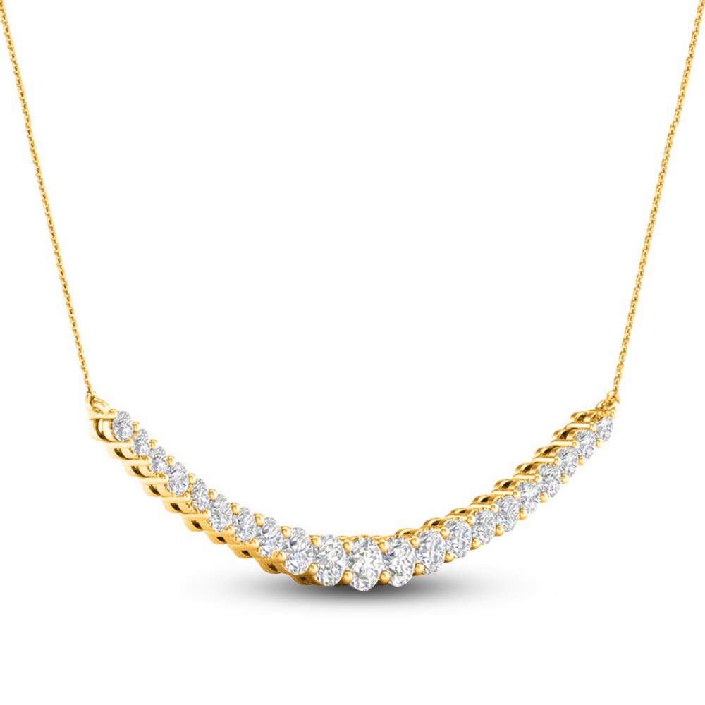 Lab-Created Diamond Smile Necklace 2 ct tw Round 14K Yellow Gold 18\" DEDQhq5g