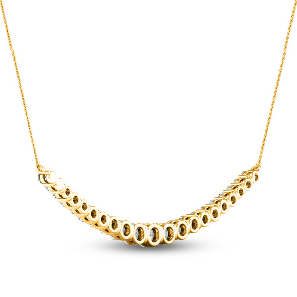 Lab-Created Diamond Smile Necklace 2 ct tw Round 14K Yellow Gold 18\" DEDQhq5g
