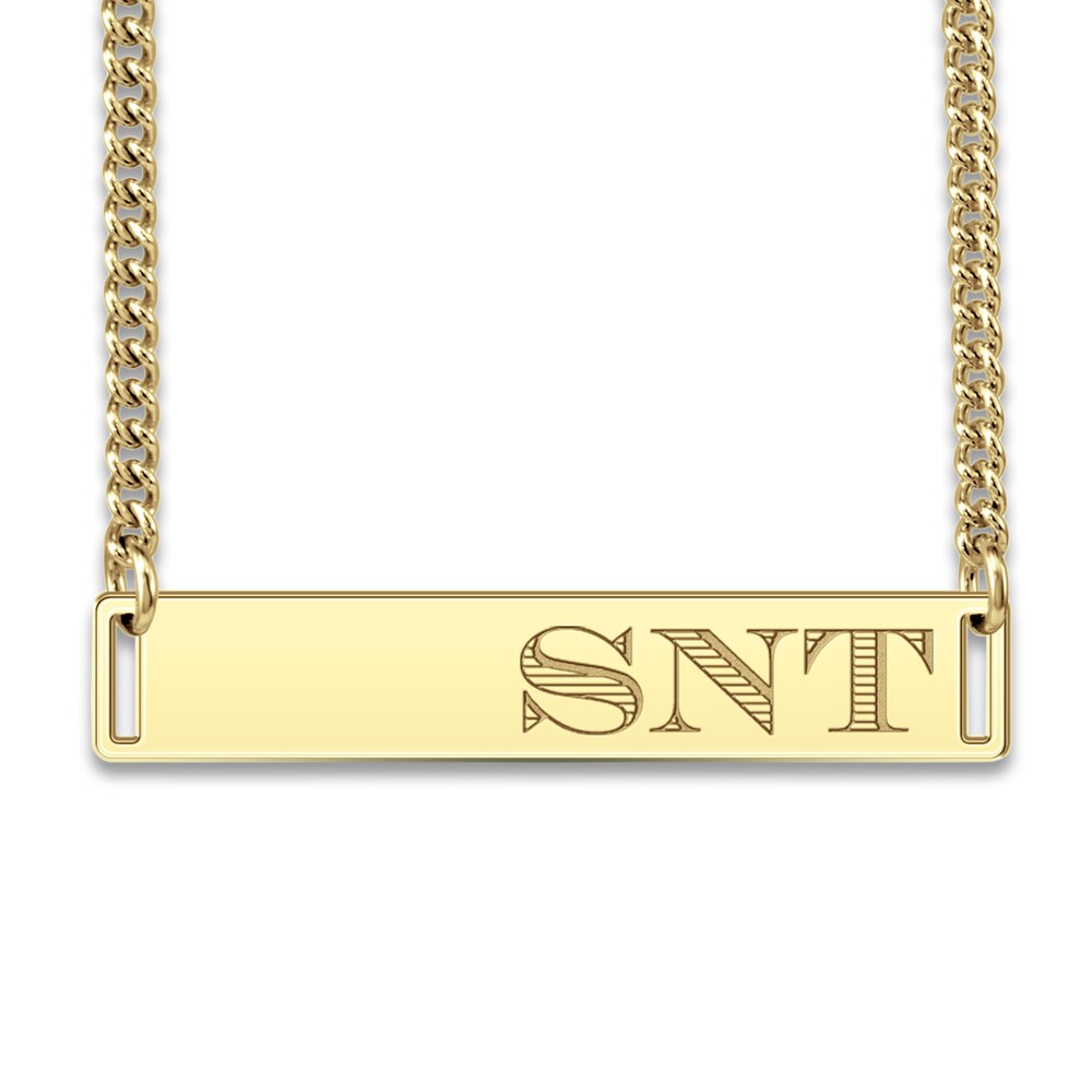 Men\'s Engravable Bar Necklace Yellow Gold-Plated Sterling Silver 22\" DHT1dPwT