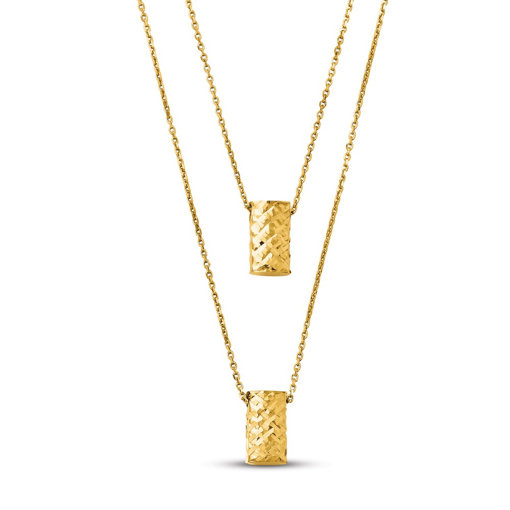 Diamond-Cut Two Layer Necklace 14K Yellow Gold DLSDIQM3