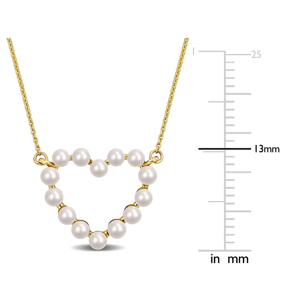 Cultured Freshwater Pearl Heart Pendant Necklace 14K Yellow Gold 17\" DUbtCuvV
