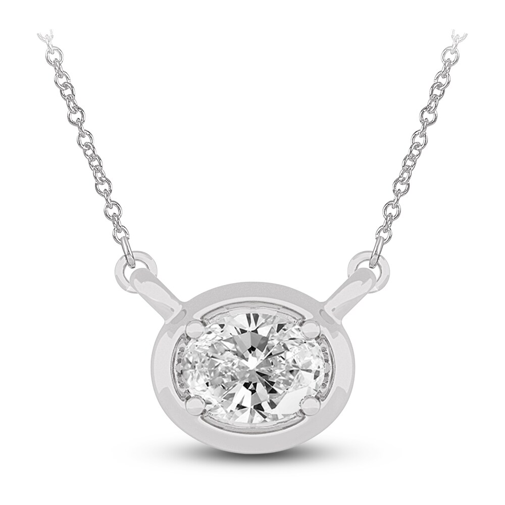 Diamond Pendant Necklace 1/4 ct tw Oval 14K White Gold 18" (I1,I) DYQzlPCv