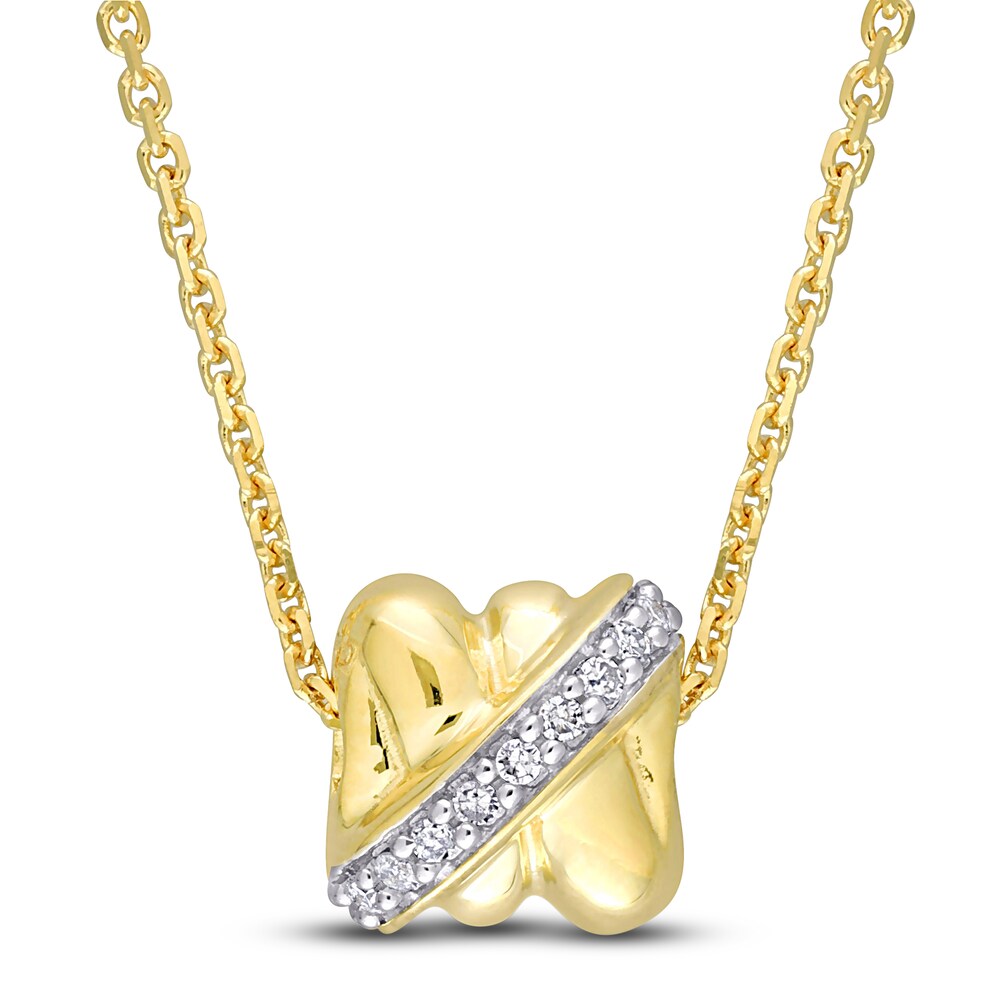 Diamond Y-Knot Slide Necklace 1/10 ct tw Round 14K Yellow Gold 18" DbsGAL7g