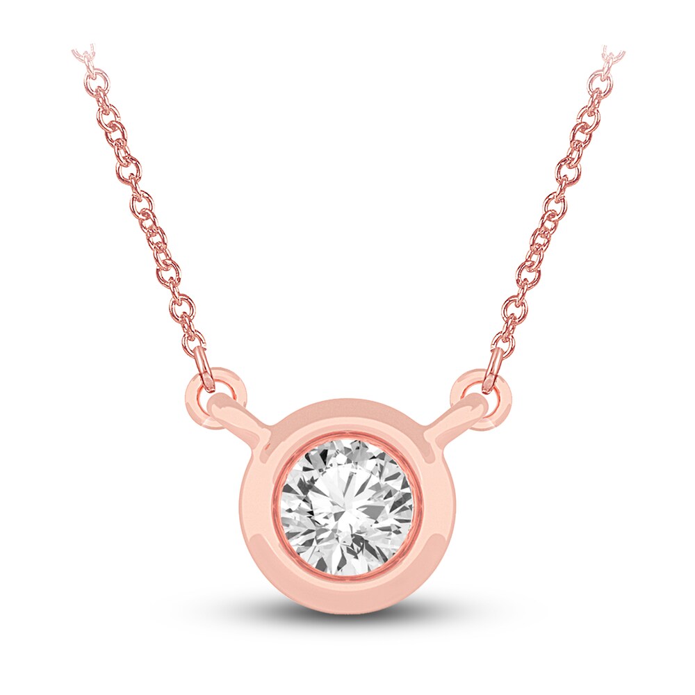 Diamond Pendant Necklace 1/4 ct tw Round 14K Rose Gold 18" (I2,I) DcS4L0nu