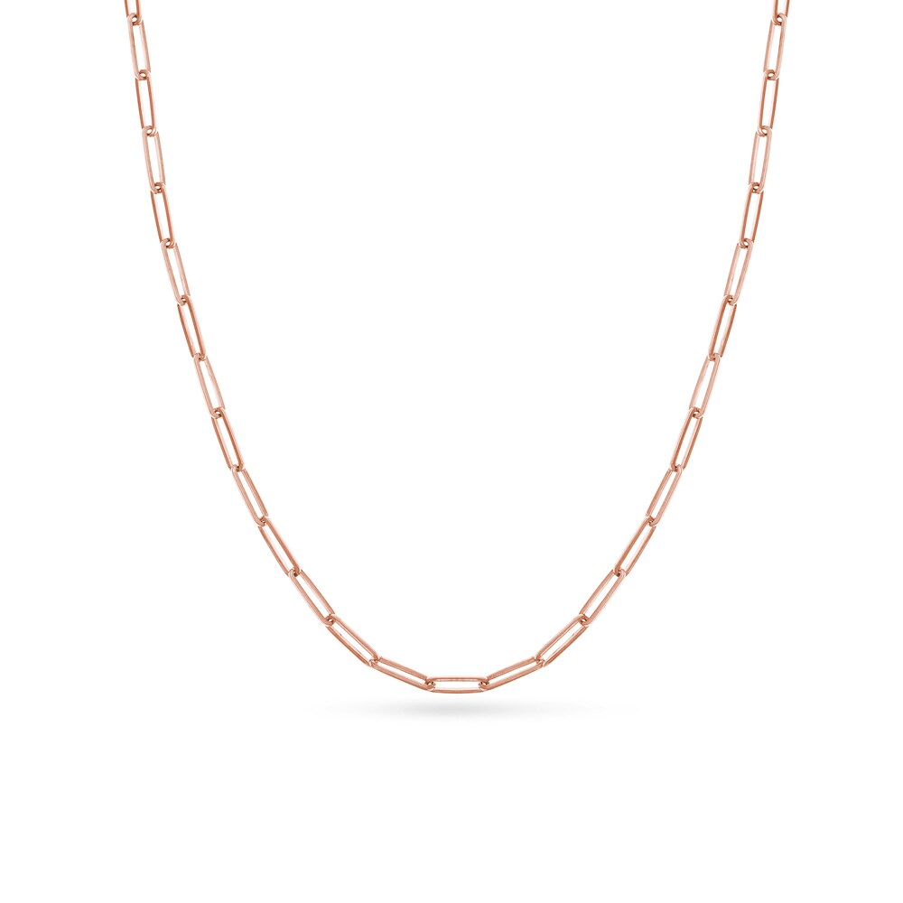 Paper Clip Chain Necklace 14K Rose Gold 24\" DnqkyiN6