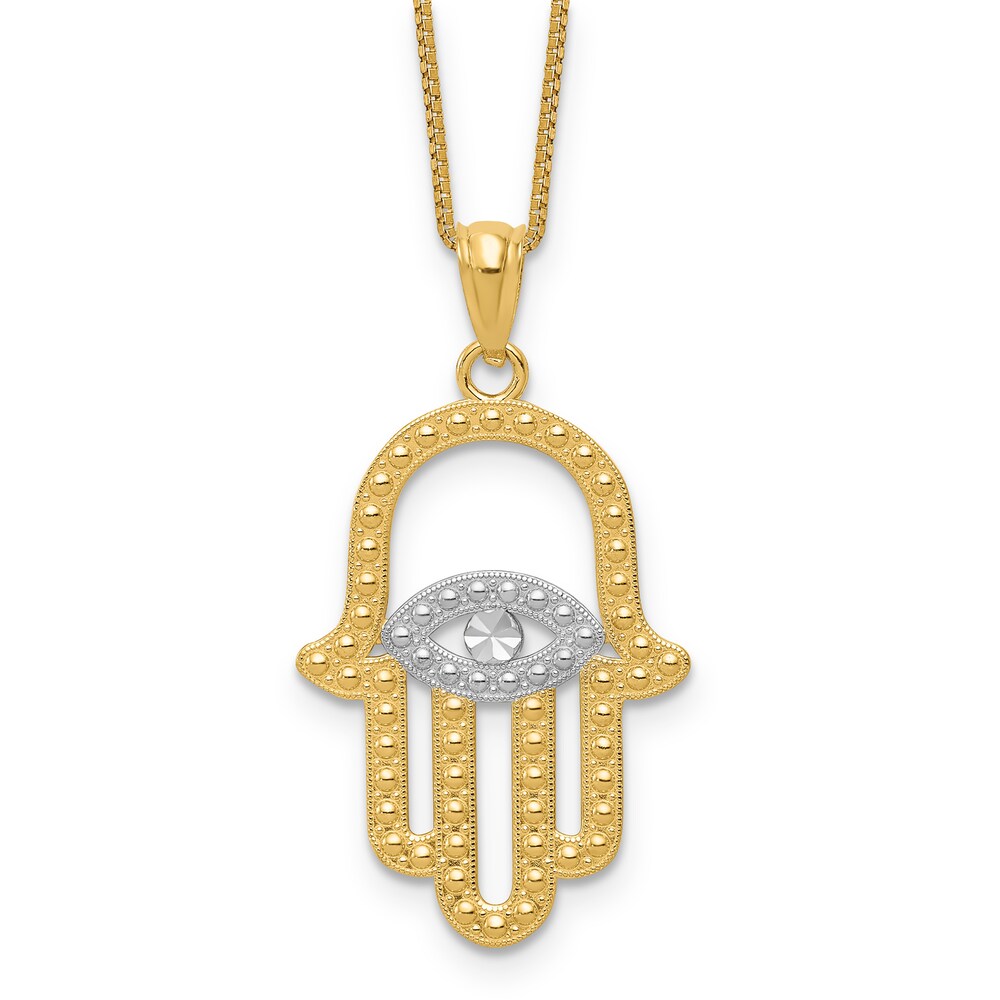 Milgrain Hamsa Pendant Necklace 14K Yellow Gold 18" Do9mwKWj