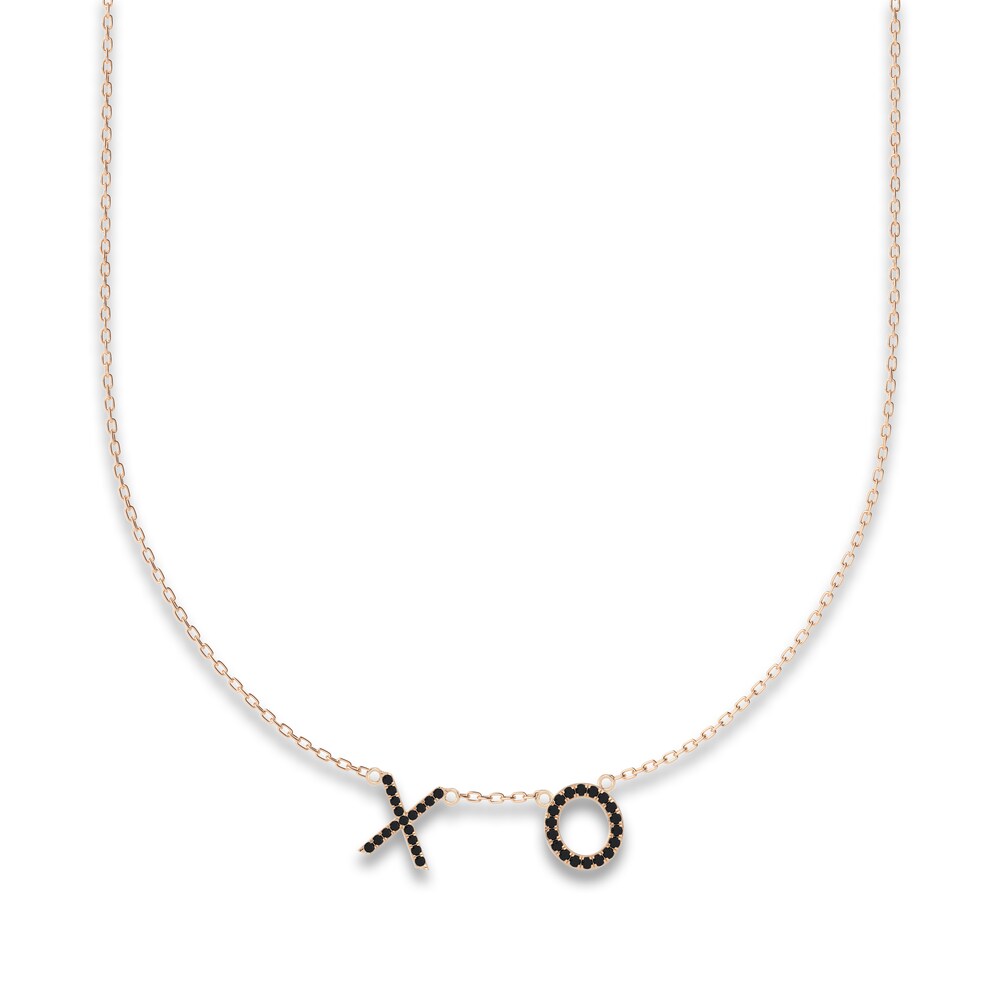 Juliette Maison Black Diamond Station Name Necklace 1/2 ct tw Round 10K Rose Gold DufF1Lz2