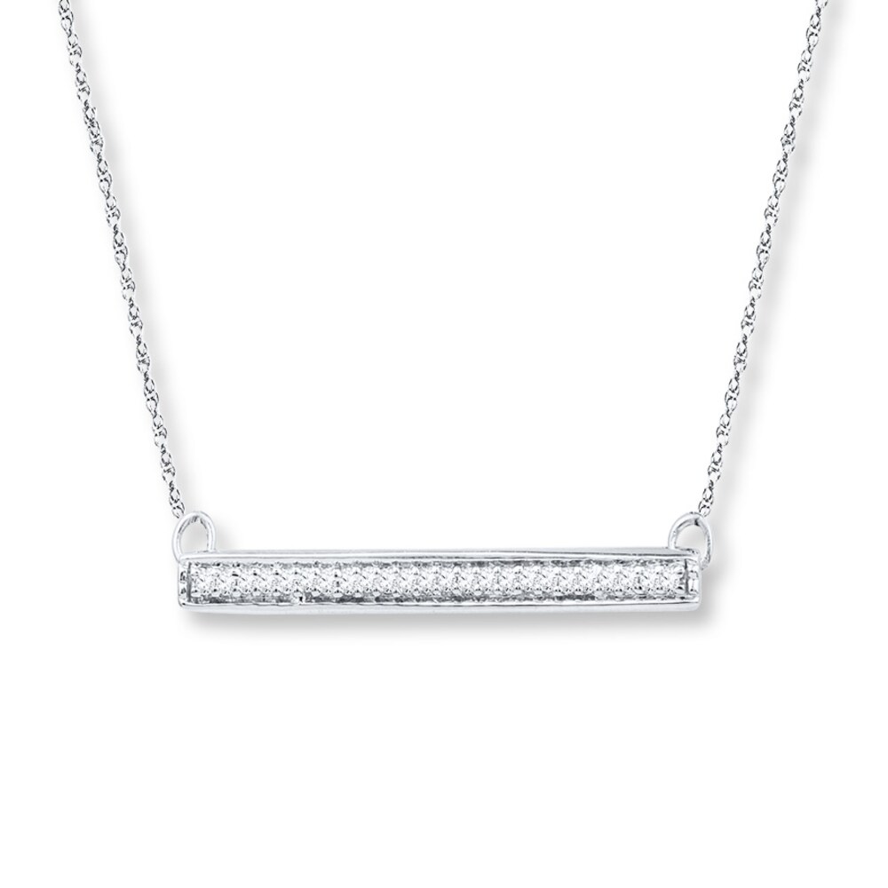 Sideways Bar Necklace 1/10 ct tw Diamonds 10K White Gold E1xQtTv8