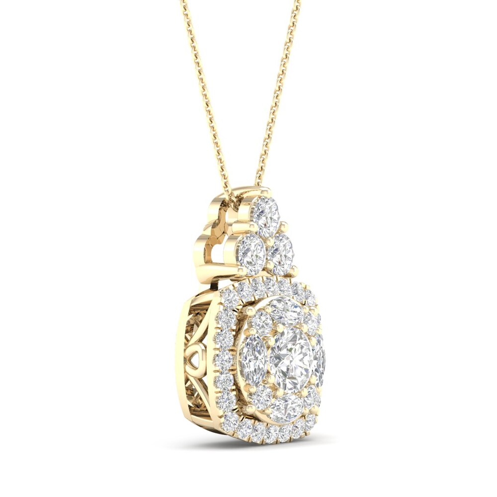 Diamond Pendant Necklace 3/4 ct tw Round/Marquise 14K Yellow Gold E2ocGDcf