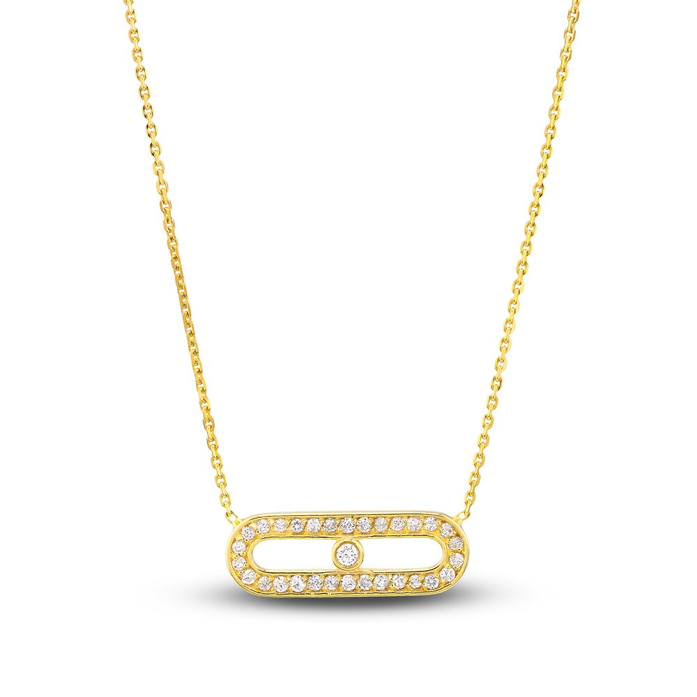Diamond Paperclip Pendant Necklace 1/6 ct tw Round 14K Yellow Gold 18" E5hYOSwE