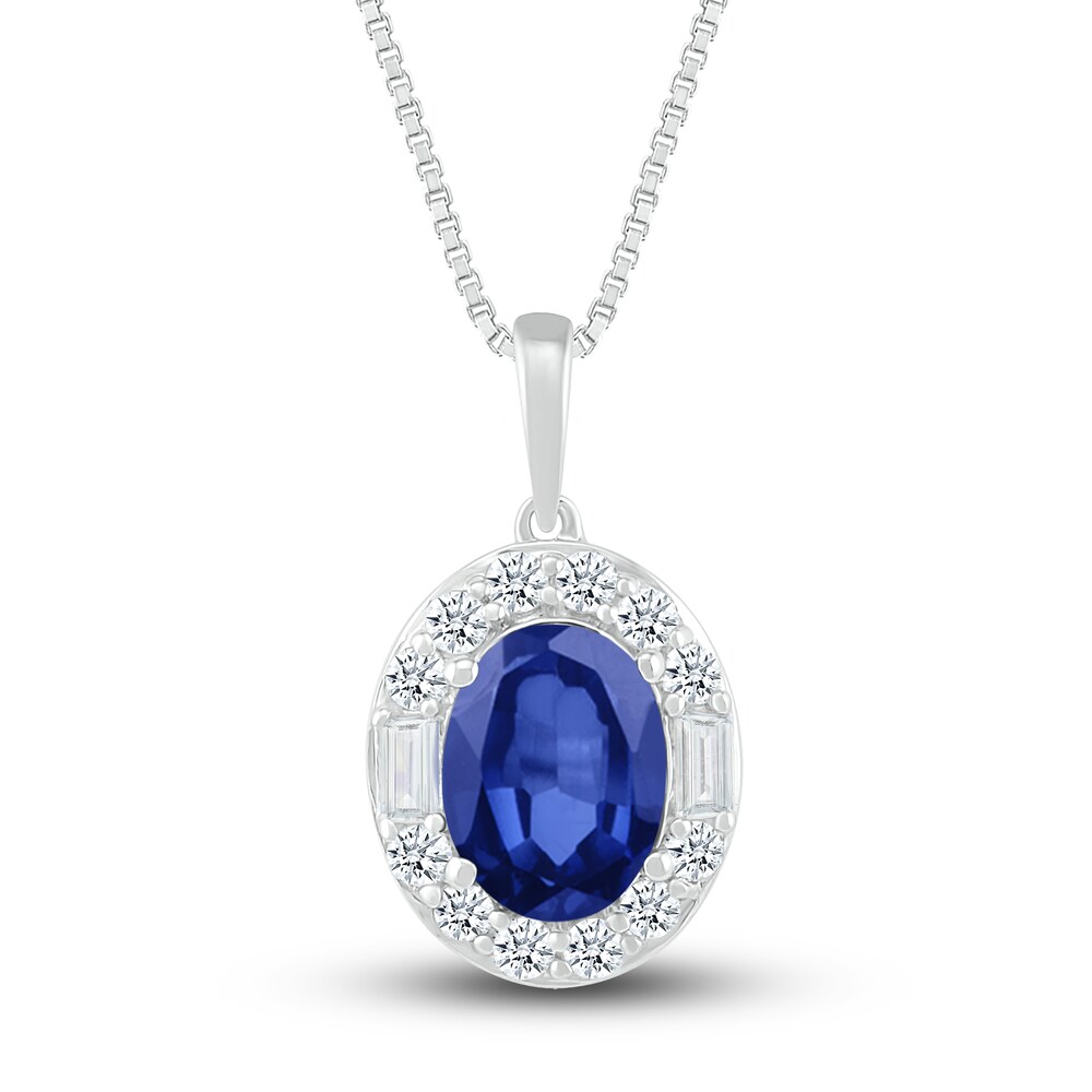 Lab-Created Sapphire Necklace Sterling Silver E6BSkcnh