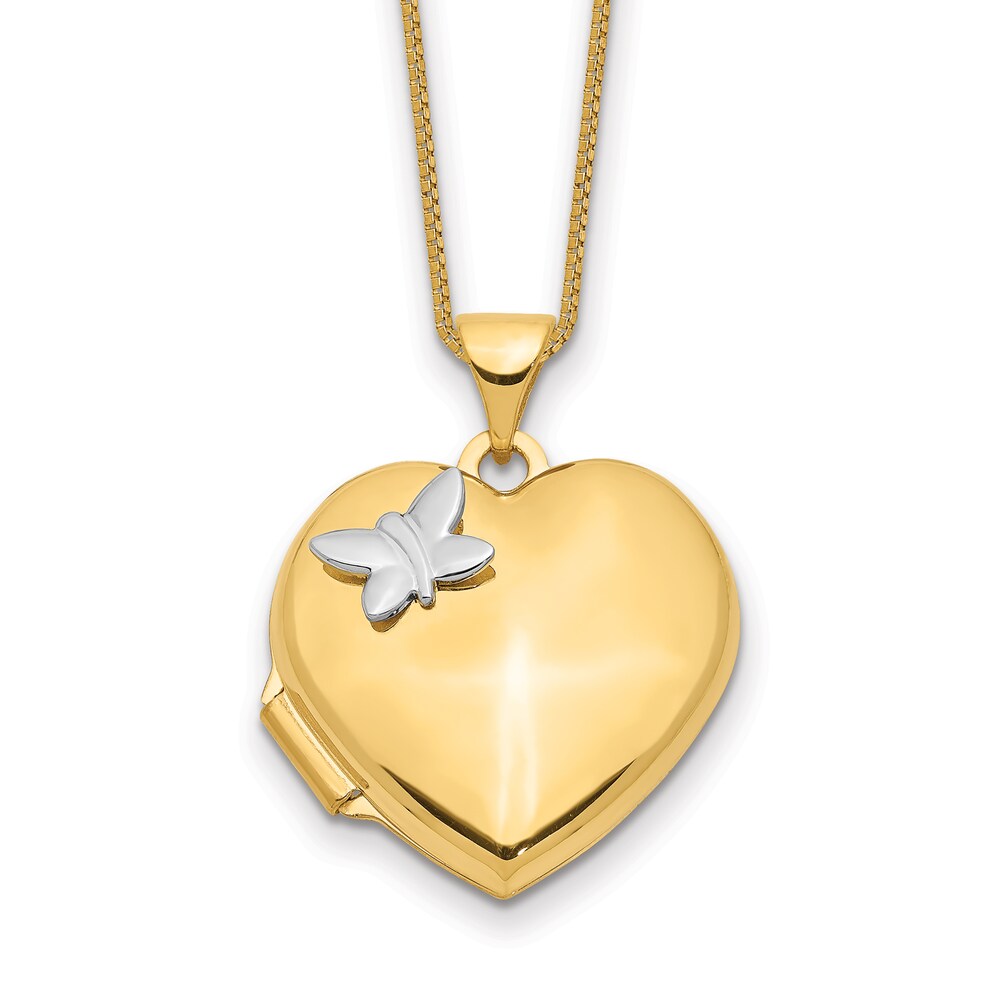 Heart Locket Necklace 14K Two-Tone Gold 18" E6uS43lb