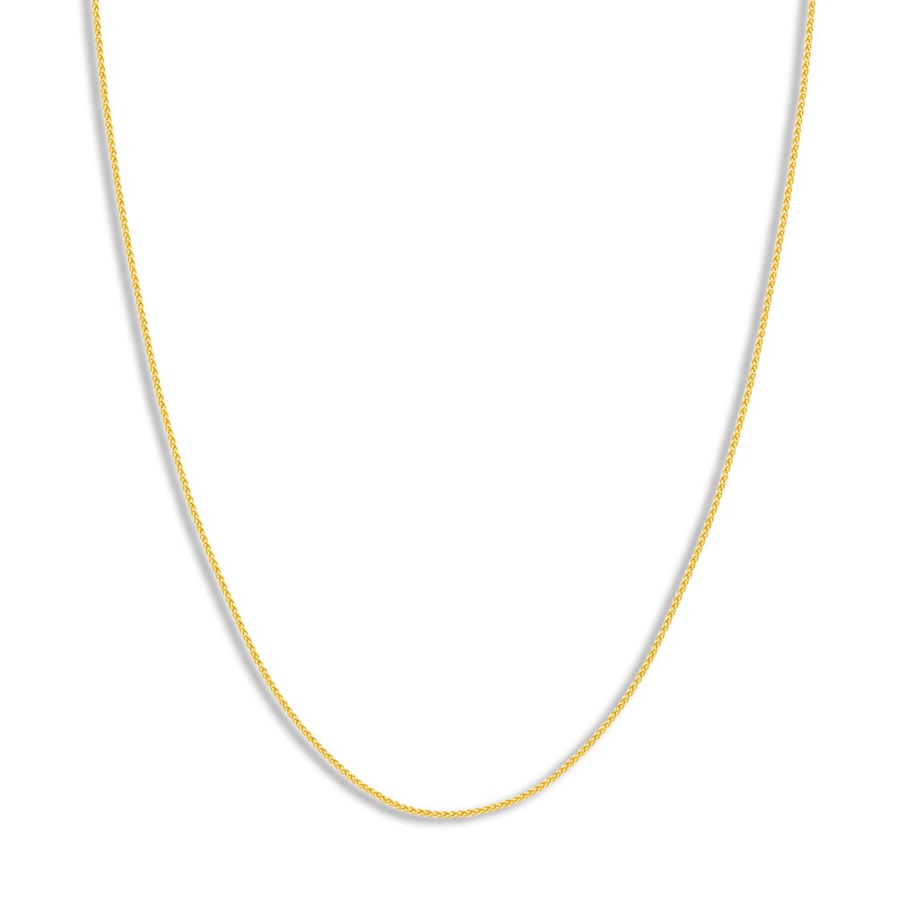 Round Wheat Chain Necklace 14K Yellow Gold 24\" E7vmdwUN