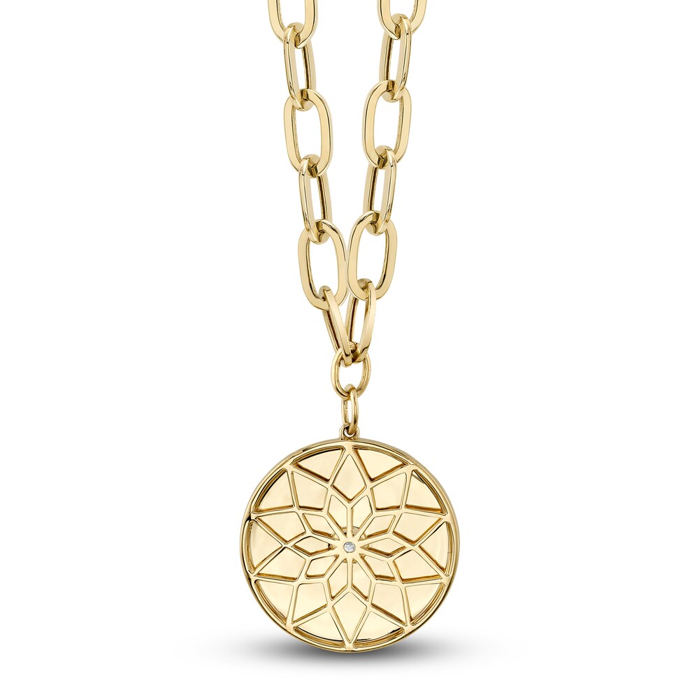 Shy Creation Diamond Sun Medallion Necklace 3/8 ct tw Round 14K Yellow Gold 18\" SC55023639 EB68O3hF