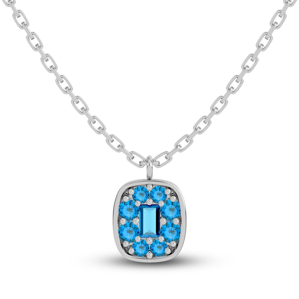 Juliette Maison Natural Blue Zircon Pendant Necklace 10K White Gold EDM3LHUd [EDM3LHUd]
