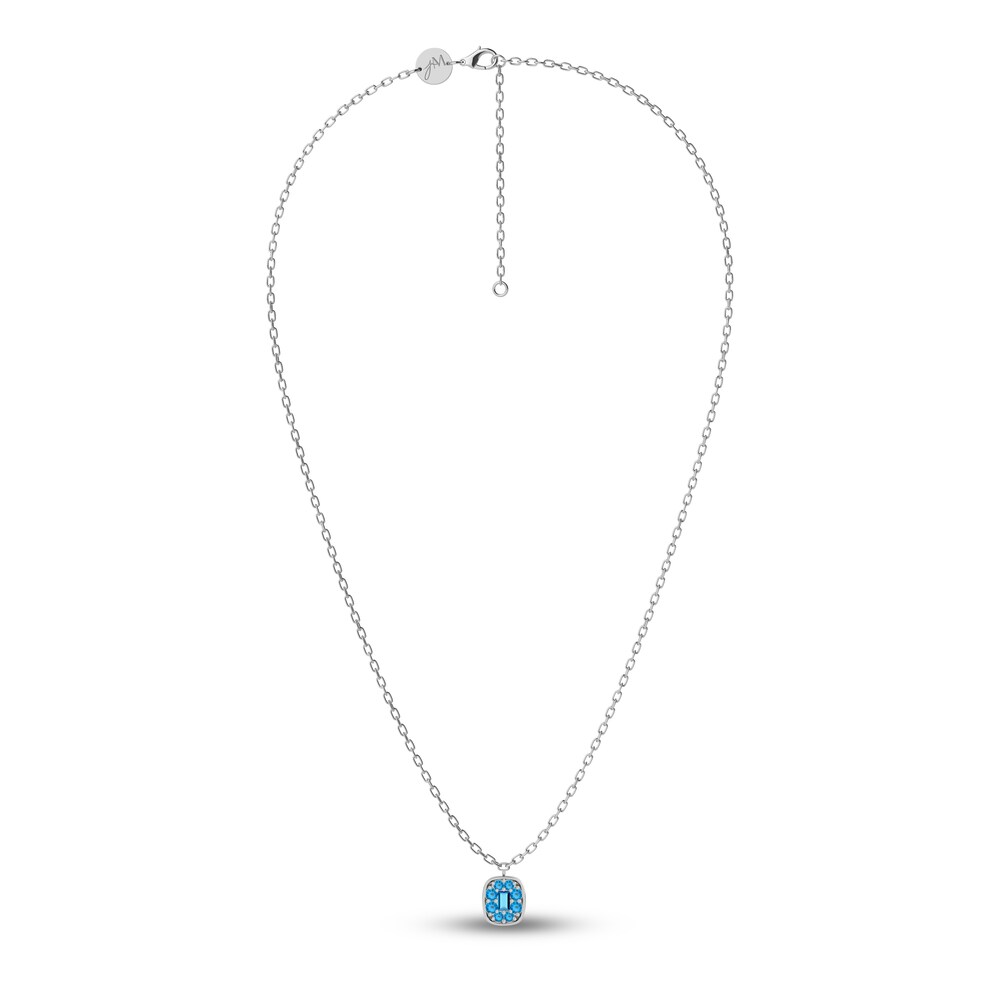 Juliette Maison Natural Blue Zircon Pendant Necklace 10K White Gold EDM3LHUd