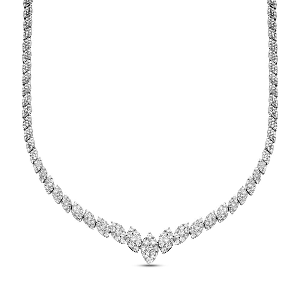 Diamond Necklace 3 ct tw Round 14K White Gold 18" EHGy3cLo