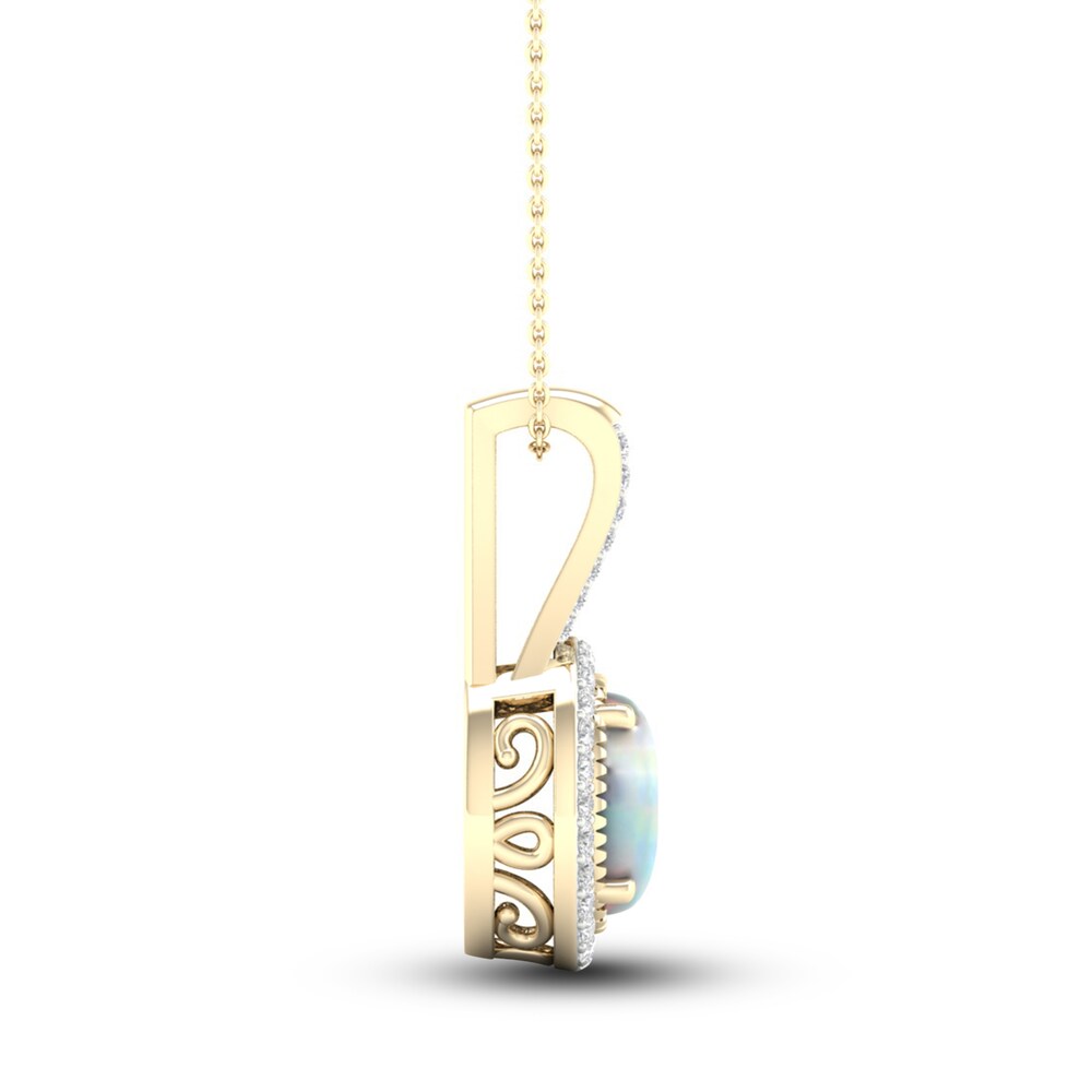 Lab-Created Opal & Lab-Created White Sapphire Necklace 10K Yellow Gold 18\" EHPuUp74