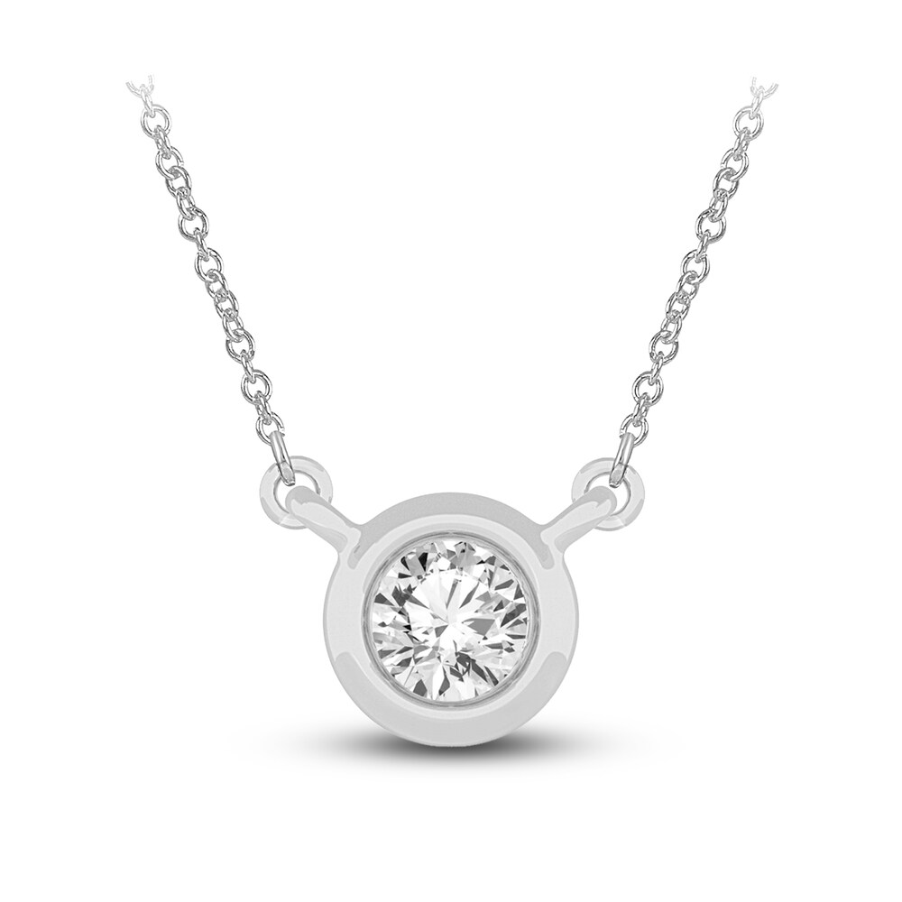 Diamond Pendant Necklace 1/4 ct tw Round 14K White Gold 18" (I2,I) ERMFWnyr